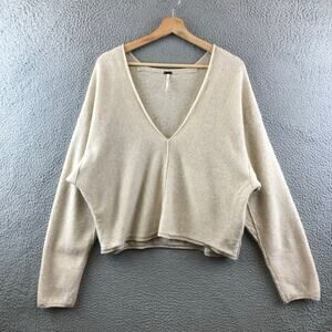 Free People Cream V-Neck Sweater